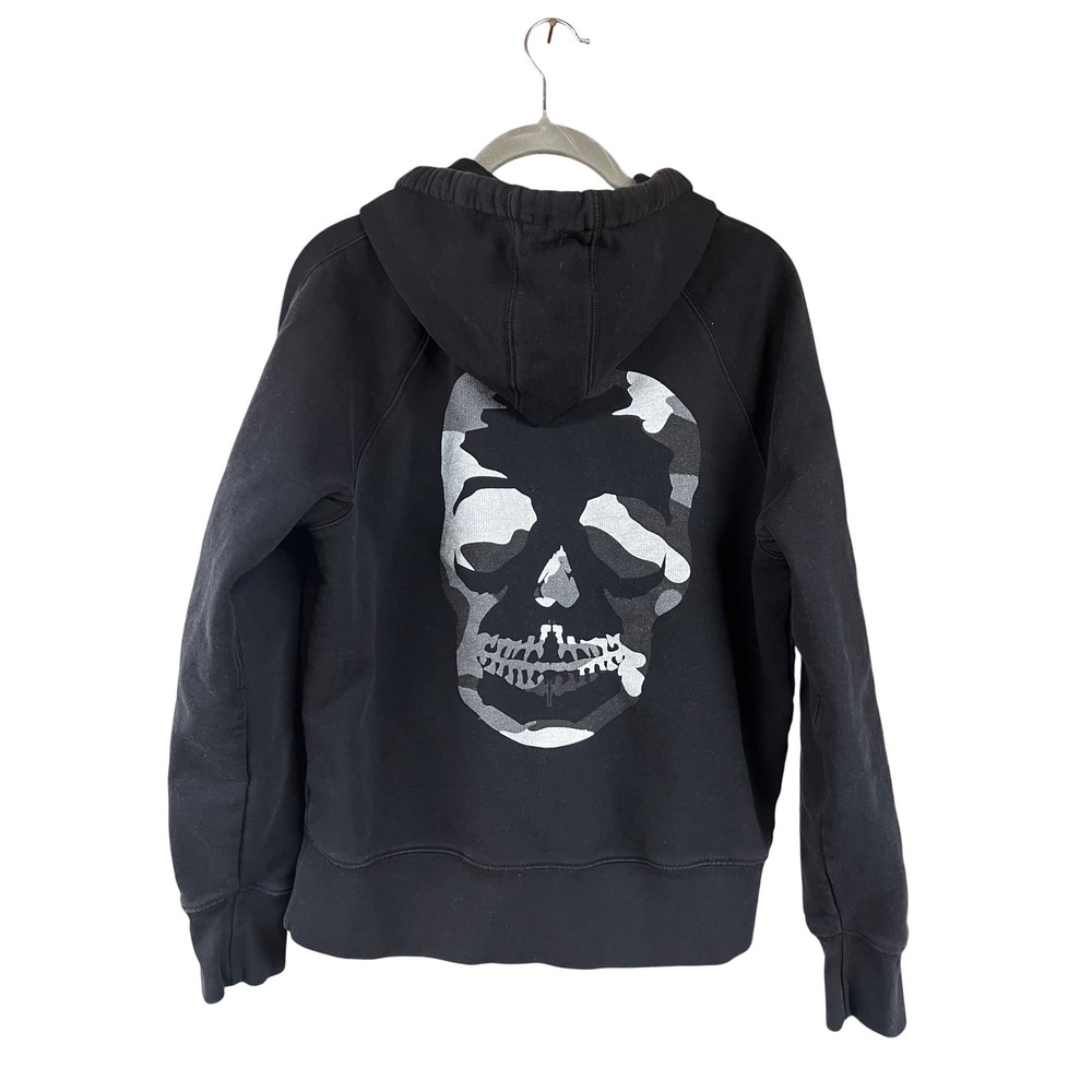 Zadig & Voltaire Black Cotton Camo Skull Graphic Pullover Hoodie Small